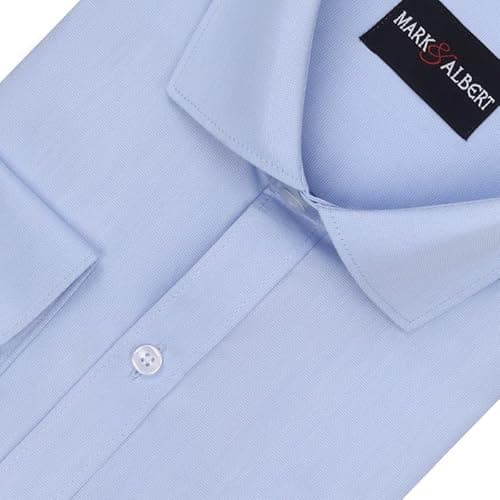 MARK & ALBERT Men's Slim Fit Cotton Formal Shirt Light Blue 2