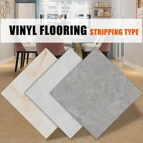 Store2508 Vinyl PVC Flooring Tiles Textured Marble Pattern Self Adhesive Peel & Stick Vinyl Flooring, 8 Tiles, 18 Square feet (Grey Marble) 3