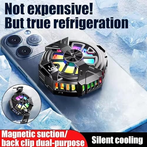 Cubonic Magnetic Mobile Cooling Fan Radiator Semiconductor with LED Light & Retractable Mobile Holding Clip (p60 with display) 4