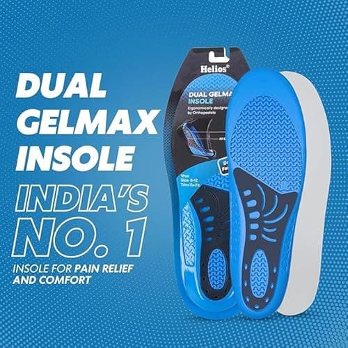 Helios Dual Gelmax insoles | India's number one insole for pain relief and comfort | Trim to fit | Shoe Insoles for Men | Size (8-12) 2