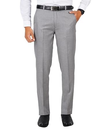 Mc Henry Men's Classic Solid Formal Comfort/Regular Fit Stretchable Wrinkle Free Trousers