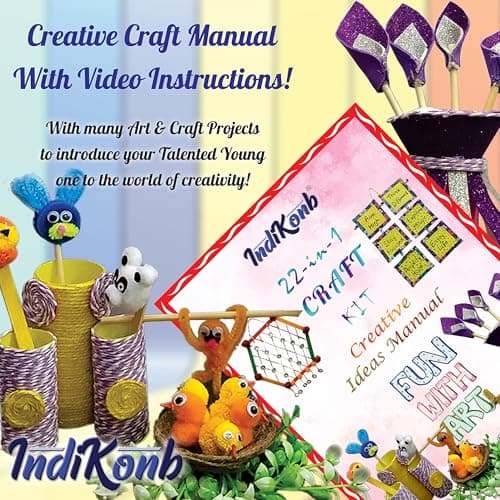 INDIKONB 22 in 1 Art and Craft Kit for Girls and Boys with Crafts Supplies Set All Craft Materials Items for Kids DIY for All Ages 8-10, Age 9-12, Age 12-16 Old - Art Kit # 2, Multicolour 3