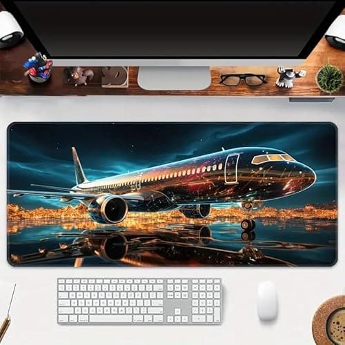 WOOG Gaming Mouse Pad 80 x 30 cm, Large Desk Mat with Anti-Slip Rubber Base, Water Resistant Extended Mouse Pad for Office, Work & Gaming (Airplane Design) 2