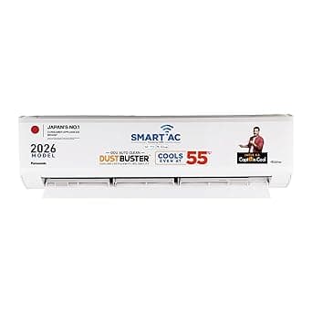 Panasonic 1.5 T 3S, New star rated, Heavy Duty WiFi Inverter Smart Split AC (DustBuster Tech, Matter Enabled,AI,Higher Airflow,Copper Cond.,8in1 Convertible,4-Way,PM0.1 Filter,CS/CU-SU18BKY3WXH,White)