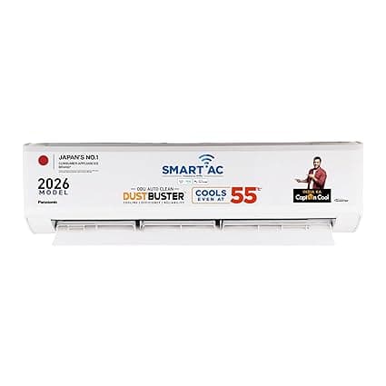 Panasonic 1.5 T 3S, New star rated, Heavy Duty WiFi Inverter Smart Split AC (DustBuster Tech, Matter Enabled,AI,Higher Airflow,Copper Cond.,8in1 Convertible,4-Way,PM0.1 Filter,CS/CU-SU18BKY3WXH,White)