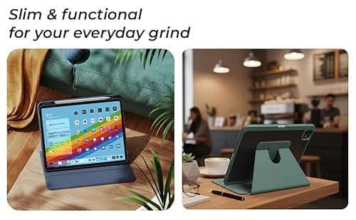 Arctic Fox Smart Folio Rotating Cover Case iPad Air 13 inch M3/M2 (2025/2024) Cover Case with Pencil Holder, Case Cover for iPad Air 13 inch [Auto Sleep Wake Support] - Grey 3