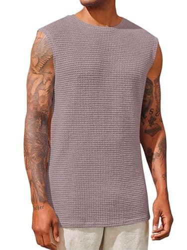 Men's Fashion Basic Solid Wide Shoulder Sleeveless Workout Gym Training Tank Vest B L2714N 5000 (3XL, RGD) 3