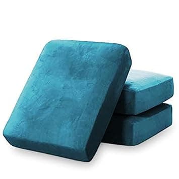 High Density Premium Sofa Seat & Back Foam Cushions with Washable Zip Cover Non-Wrinkles Cushion Sofa Gaddi for Multipurpose Uses, 21"x22"x4", 32 Foam Density (Blue-04)