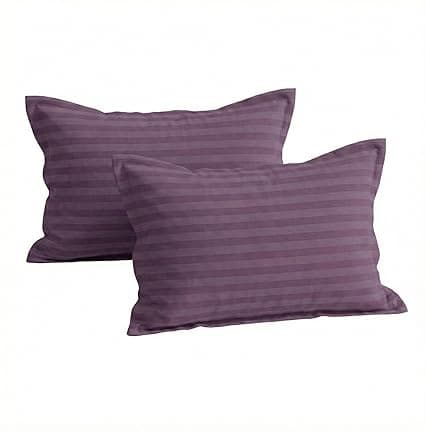 Trance Home Linen 200 TC 100% Cotton Standard Size 18x28 inch Satin Stripe Pillow Covers | Pillow Cases | Set of 2 Piece Pillow Covers only |Standard Size (Plum, 18 X 28 inch)