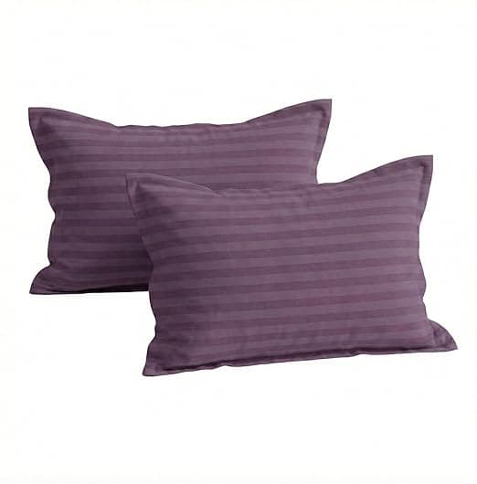 Trance Home Linen 200 TC 100% Cotton Standard Size 18x28 inch Satin Stripe Pillow Covers | Pillow Cases | Set of 2 Piece Pillow Covers only |Standard Size (Plum, 18 X 28 inch)
