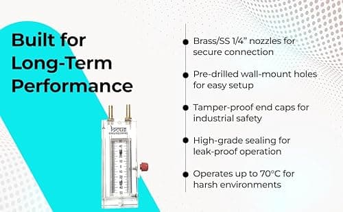 LOCUS Acrylic U Tube Manometer | 100-0-100 mmWC Range | Wall Mounted | Brass Nozzle | Gas & Liquid Pressure Measurement | Industrial & Laboratory Use | ISO & CE Certified 6