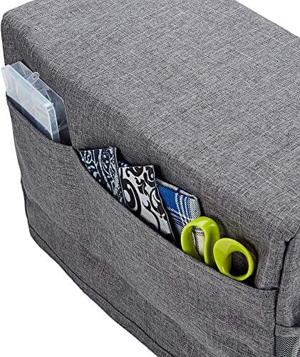 DOUBLE R BAGS Sewing Machine Cover with 2 Storage Pockets | Protective Silai Machine Dust Cover for Home & Tailoring – Durable Fabric, 38x17x30 cm, 1 Compartment, Grey (Pack of 1) 5