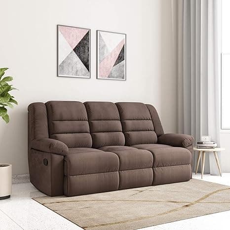 Amazon Brand - Solimo Musca 3 Seater Fabric Recliner (Brown)