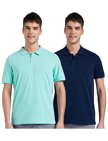 Amazon Brand - Symbol Men's Cotton Rich Solid Polo Tshirt | Collar Tshirts | Half Sleeves | Plain-Regular Fit (Available in Plus Sizes and Combo Pack of 2)