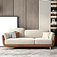 Modern Futuristic Sectional Sofa for Living Room chesterfiled Sofa, Bedroom, Hallways (Cream) 4 Seater, Solid Wood
