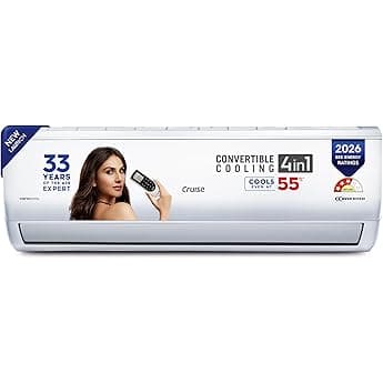 Cruise 1.5 Ton 5 Star Inverter Split AC with PM2.5 Air Purification (100% Copper, Convertible 4-in-1, Fast Cooling & Energy Saving, PM 2.5 Filter, Anti-Rust Tech, Model, CWCVBK-VQ3D185, White)
