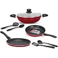 Milton Pro Cook Induction Cookware & Gas Stove Friendly Kitchen Jewel 7 Pc Non Stick Cookware Set | Fry Pan | Kadhai with Glass Lid | Dosa Tawa | Durable 5-Layer Non Stick Coating | Maroon