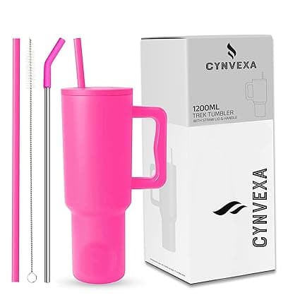 CYNVEXA Tumbler with lid and Straw 1200ML Cup Stainless Steel Vacuum Insulated Tumbler for Water, Iced Tea or Coffee 1.2L Office Gym Travelling (40-OZ- Raspberry Pink)
