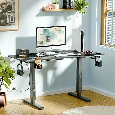 ARTIKEL Artidesk Eco Electric Height Adjustable Table for Office Work & Home-Sit Stand Gaming Desk 80kg Load, Cup Holder, 2 Hooks,Cable Organizer 2Split Tabletop (Black, 100x60 CM)