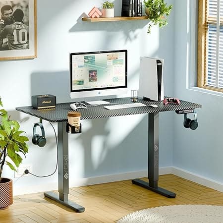 ARTIKEL Artidesk Eco Electric Height Adjustable Table for Office Work & Home-Sit Stand Gaming Desk 80kg Load, Cup Holder, 2 Hooks,Cable Organizer 2Split Tabletop (Black, 100x60 CM)