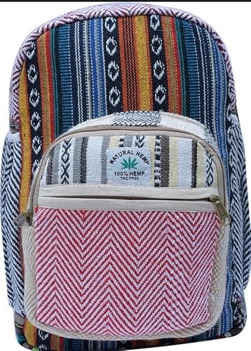 Natural Handmade Himalayan Hemp Backpack for Men & Women | Large Multi Pocket Eco-Friendly Rucksack for School, Travel, Hiking, Festival | Vegan Boho Backpack from Nepal |