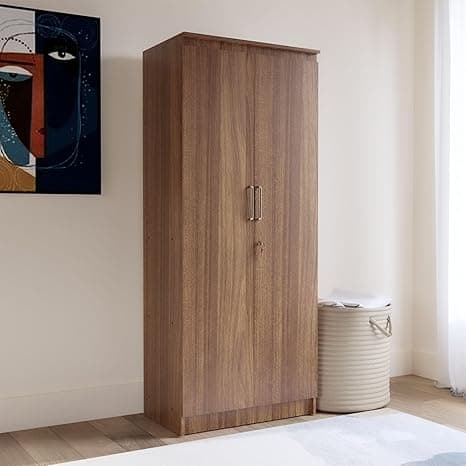Duo Engineered Wood 2 Door Wardrobe (Finish Color - Leon Teak, Knock Down)