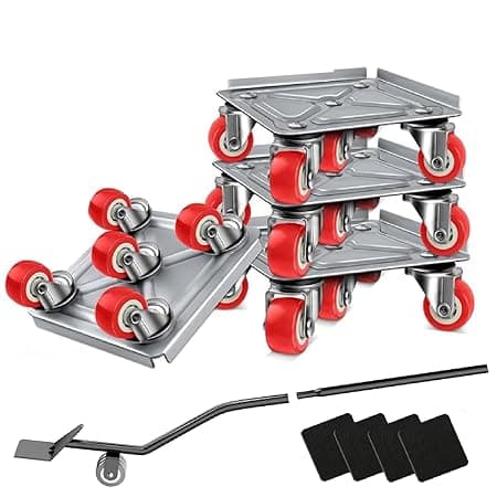 4 Pcs Heavy Mover Furniture Dolly Set 5 Wheels Heavy Duty, with Silent Rubber Wheels, 360° Rotation with Brake, 700KG Load Capacity, Furniture Lifter for Easy Moving Large Furniture.