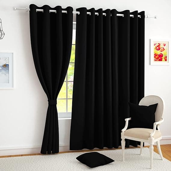 Story@Home 100% True Blackout Solid Window Curtains 5 Feet Long Set of 1 | Room Darkening | Thermal Insulated Curtains for Living Room | (118 x 152 cm, Black)
