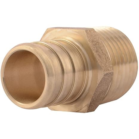 SharkBite 3/4 x 1/2 Inch Crimp MNPT Male Adapter, Brass Plumbing Fitting, PEX Pipe, Copper, UC138LFA