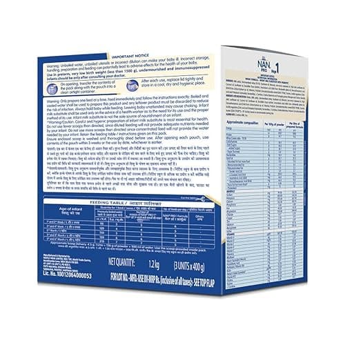 Nestlé NAN PRO Stage 1, 1.2kg Pack, Infant Formula Milk Powder for Babies (Up to 6 Months) - with Probiotic, 3x400g Pouch in Box 2