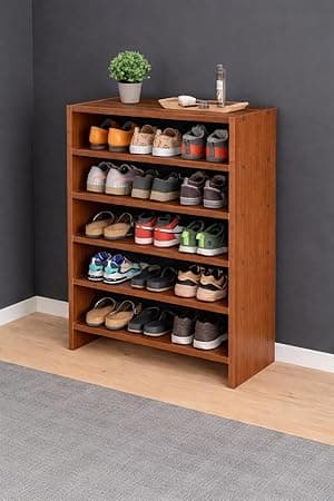 Enigmatic Woodworks Wooden Shoe Rack for Home, Shoes Chappal Slippers Organizer Stand, Small Shoerack Organiser DIY (Do it Yourself) (SR-6T Walnut)