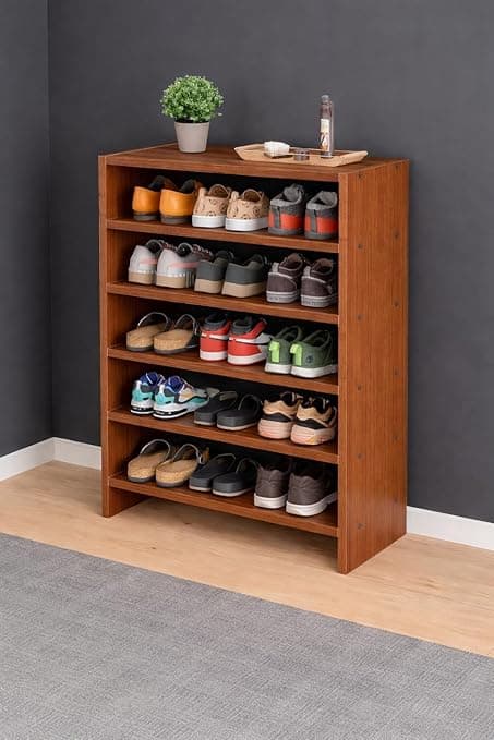 Enigmatic Woodworks Wooden Shoe Rack for Home, Shoes Chappal Slippers Organizer Stand, Small Shoerack Organiser DIY (Do it Yourself) (SR-6T Walnut)