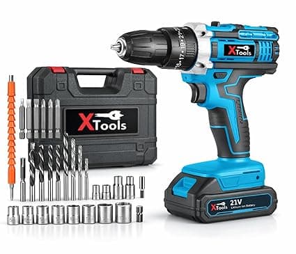 Xtools Cordless Drill x2-21V Battery With 2 Speed and 24 Pc Accessories (10 mm Chuck Size) Electric screw driver Power tool Compact design DIY projects