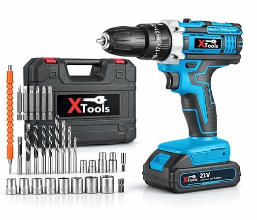 Xtools Cordless Drill x2-21V Battery With 2 Speed and 24 Pc Accessories (10 mm Chuck Size) Electric screw driver Power tool Compact design DIY projects