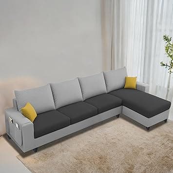 Casaliving Porto RHS 6 Seater L Shape Sofa Set for Living Room (Black Grey Fabric) Premium Velvet Fabric