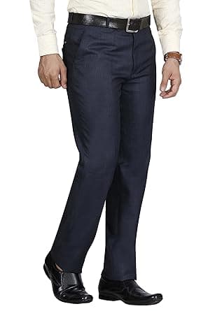 Mc Henry Men's Classic Solid Formal Comfort/Regular Fit Stretchable Wrinkle Free Trousers