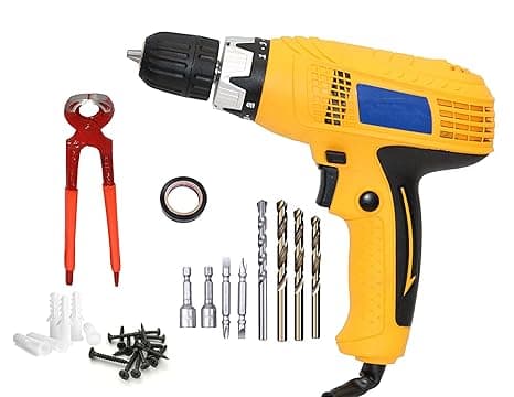 Digital Craft 10mm Electric Reversible Screwdriver & Drill Machine – 1100N Power Tool with 8" Pincer Plier, PVC Tape & Gypsum Screw Plug – Multi-Purpose DIY & Professional Kit