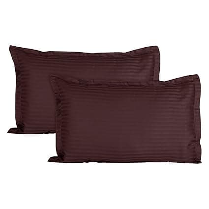 Trance Home Linen 200 TC 100% Cotton Small Size 17x25 inch Satin Stripe Pillow Covers | Pillow Cases | Set of 2 Piece Pillow Covers only |Small Size (Chocolate Brown, 17 X 25 inch)