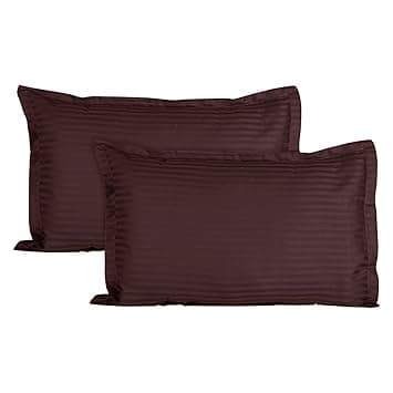 Trance Home Linen 200 TC 100% Cotton Small Size 17x25 inch Satin Stripe Pillow Covers | Pillow Cases | Set of 2 Piece Pillow Covers only |Small Size (Chocolate Brown, 17 X 25 inch)