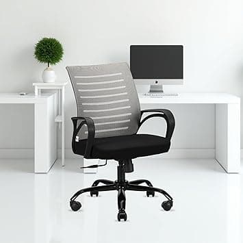 IAFA FURNITURE Diego Office Chair with Height Adjustable Mechanism, Ergonomic Mid-Back Mesh Design |Heavy Duty Metal Base | Multi-Adjustment Revolving Chair (Self Assembly) (Mid Back, Grey)