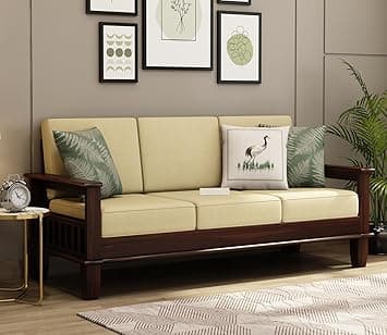 Solid Sheesham Wood Sofa Set 3 Seater | Three Seater Sofa Set | Sofa Sets for Living Room | 3 Seater Sofa Set for Office & Lounge | Rosewood, Walnut Finish