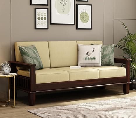 Solid Sheesham Wood Sofa Set 3 Seater | Three Seater Sofa Set | Sofa Sets for Living Room | 3 Seater Sofa Set for Office & Lounge | Rosewood, Walnut Finish
