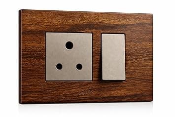Mahi Electrical Wall Switch with Red Indicator Light, Chrome Finish, 32 Amp, Polycarbonate, Flush Mount, 12.6 x 10.5 cm, Single Socket with Switch (Cape Cod)