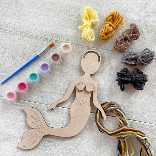 Haoser Mermaid Self-Portrait Craft Kit - Drawing Kit For Kids - Mermaid Theme Birthday Gift Pack Of 5, Multicolor 3