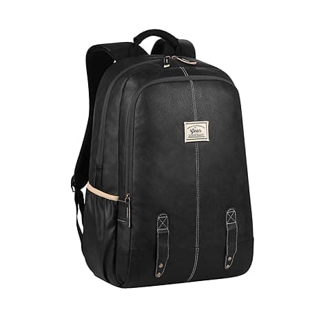 Gear Classic Anti Theft Faux Leather 14 cms Black Laptop Backpack (LBPCLSLTH0101)