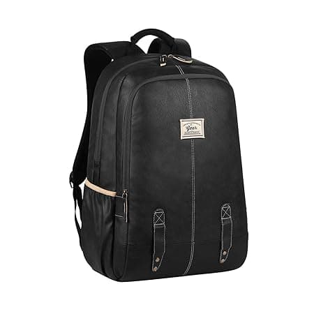 Gear Classic Anti Theft Faux Leather 14 cms Black Laptop Backpack (LBPCLSLTH0101)
