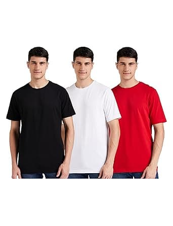Amazon Brand - Symbol Men's Solid Cotton T Shirt | Round Neck | Half Sleeve | Plain-Regular Fit (Available in Plus Sizes)