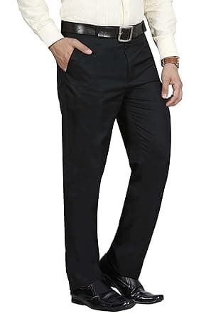 Mc Henry Men's Classic Solid Formal Comfort/Regular Fit Stretchable Wrinkle Free Trousers