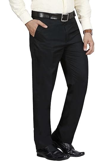 Mc Henry Men's Classic Solid Formal Comfort/Regular Fit Stretchable Wrinkle Free Trousers