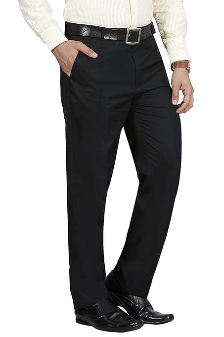 Mc Henry Men's Classic Solid Formal Comfort/Regular Fit Stretchable Wrinkle Free Trousers